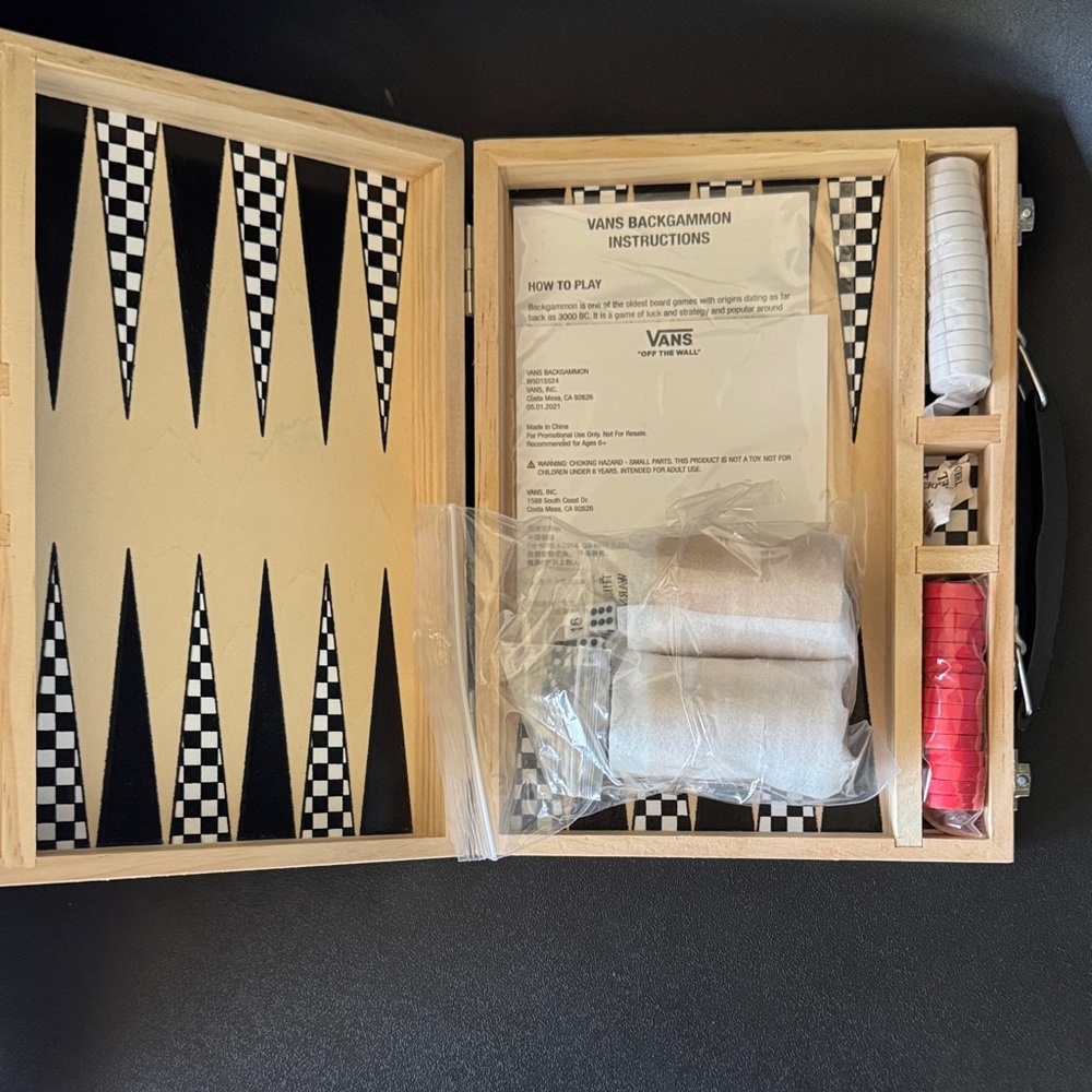 Vans Travel Backgammon Set Checkerboard New Never Used Rare Limited